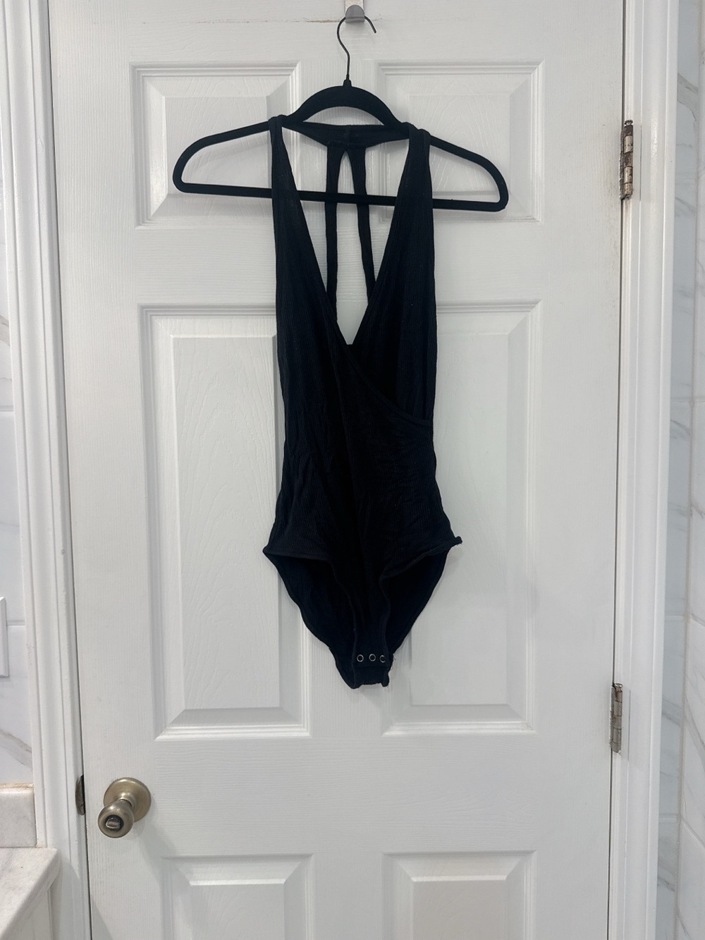 Abercrombie & Fitch Strappy Back Black Ribbed Bodysuit